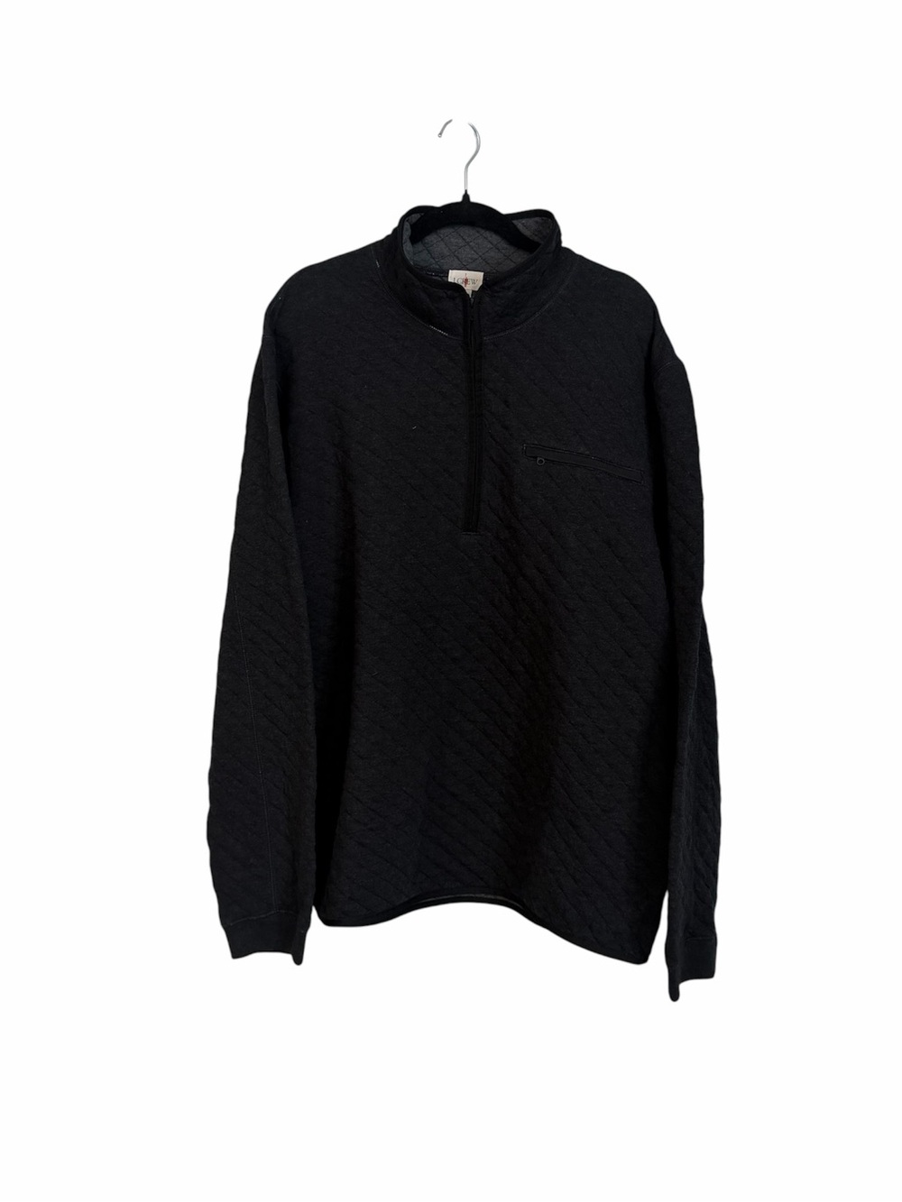 J. Crew Men’s Long Sleeve Heathered Black Quilted 1/4 Zip Pullover Sz XL NWT